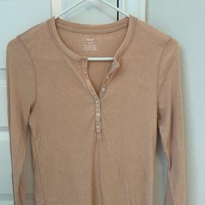 Aerie Ribbed Long Sleeve Button Henley